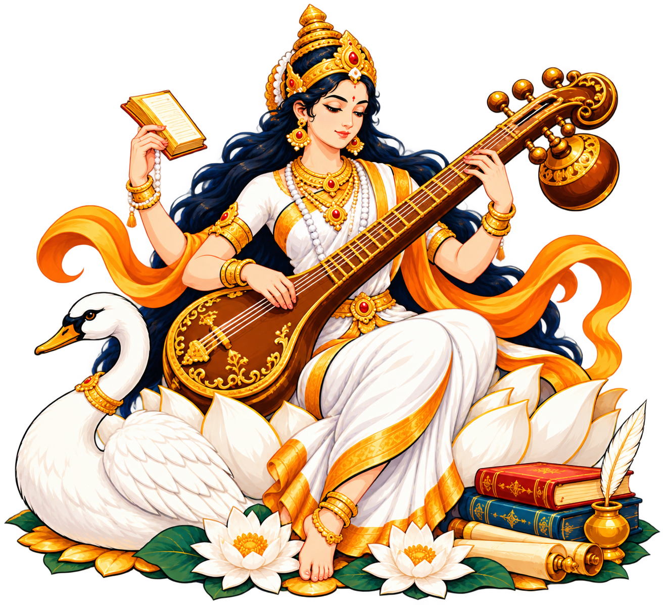 Saraswati with Veena on a Lotus